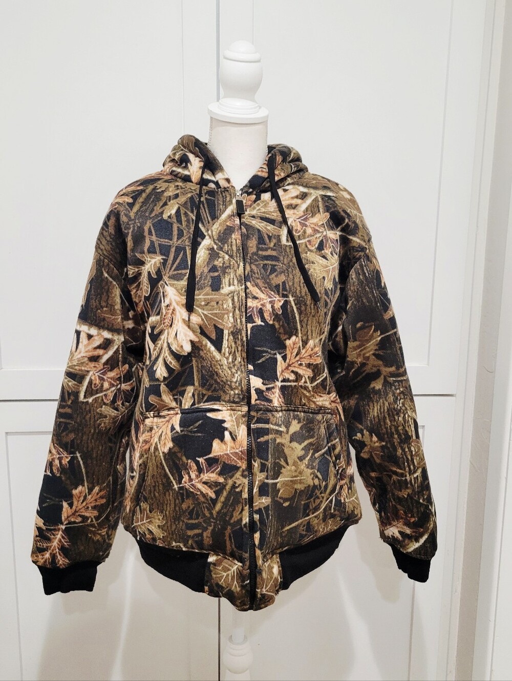Camo Hooded Bomber Jacket in Brown & Black